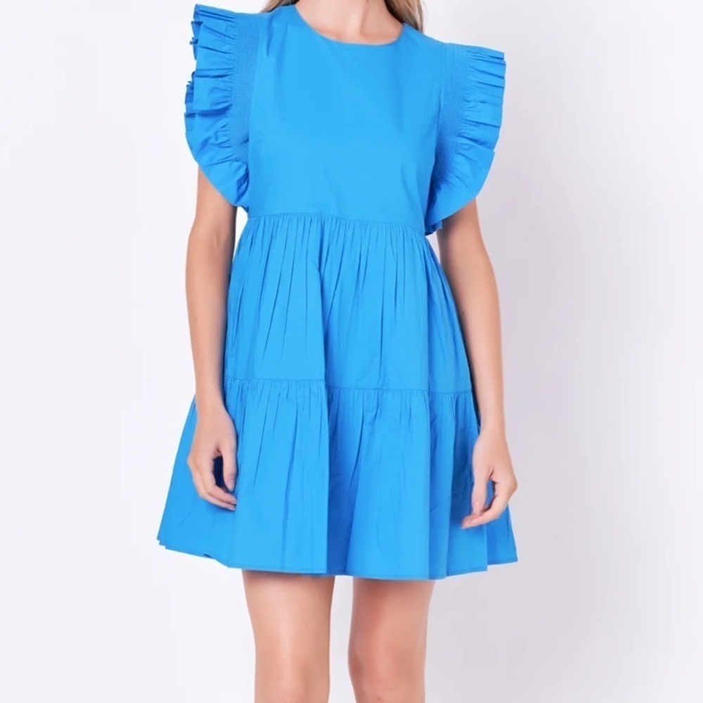 Anna Rae Dress Ruffled Babydoll size small blue